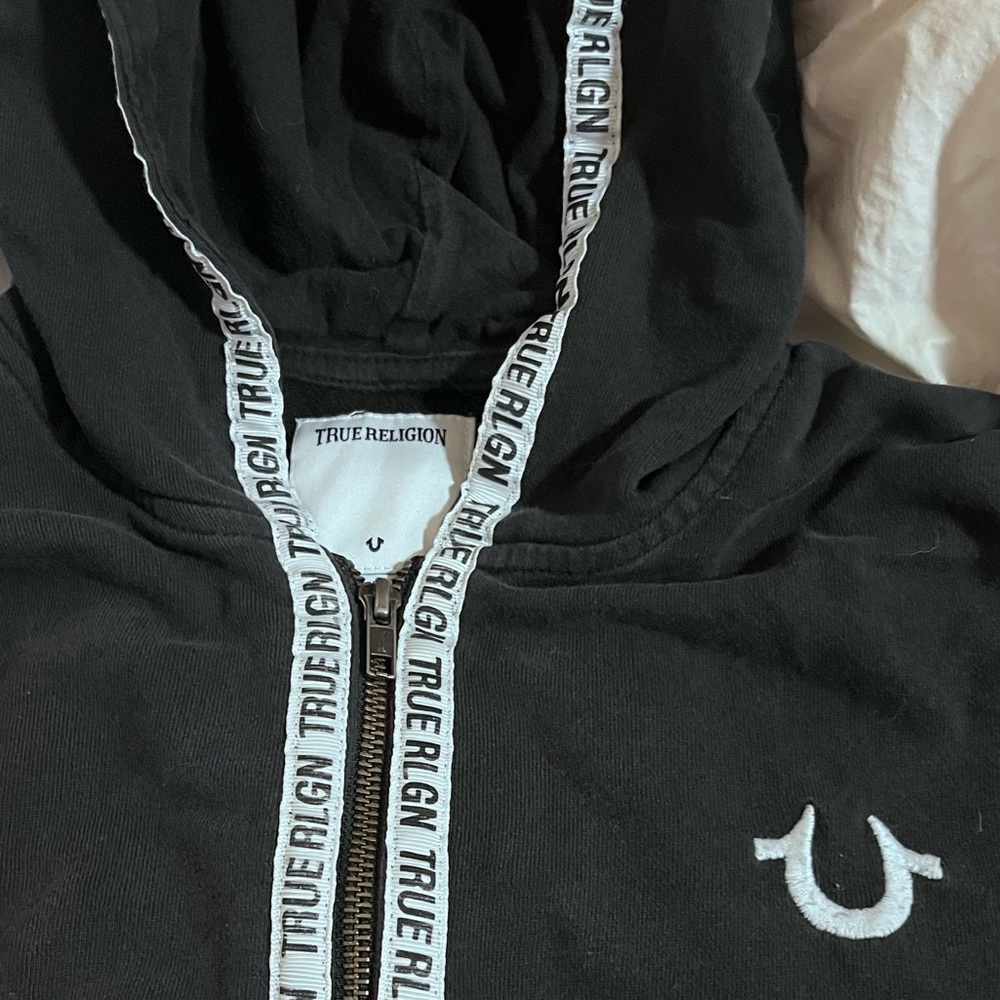 True Religion Black Zip-Up Hoodie